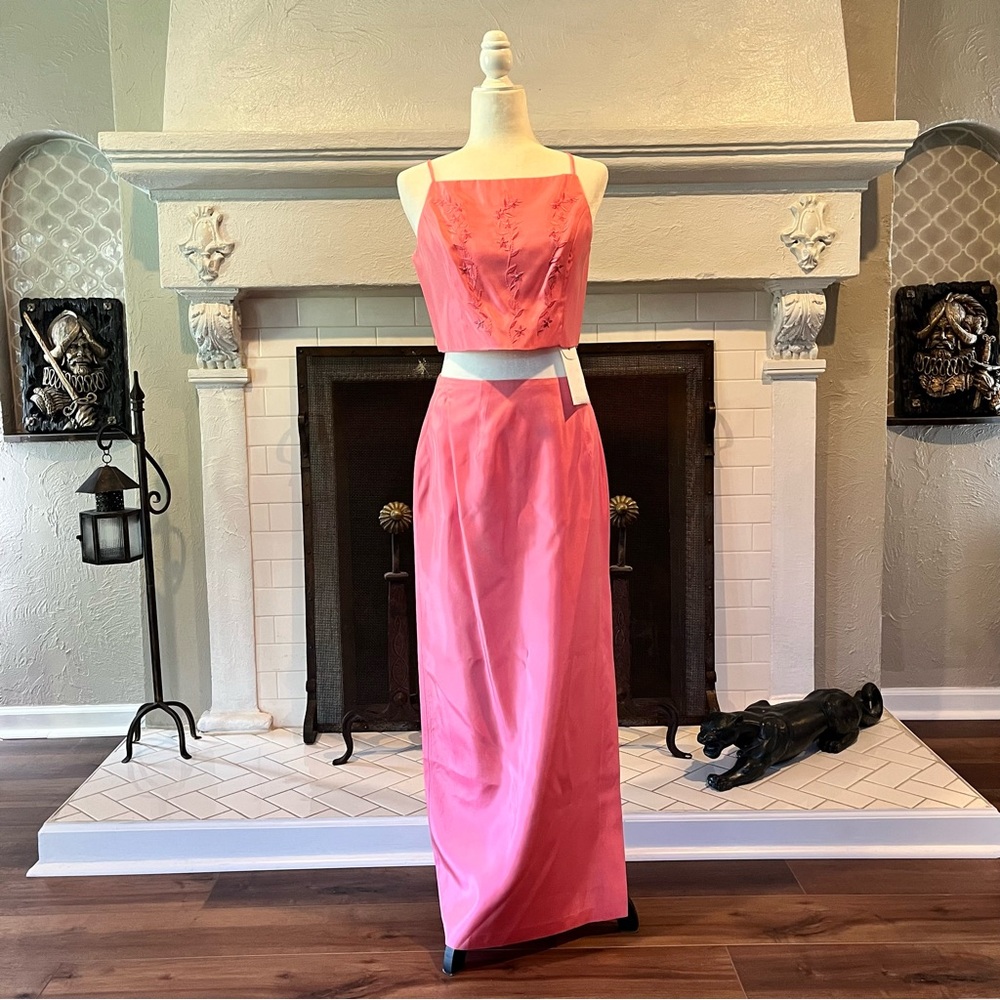 Vintage Scott McClintock Millennial 2000 Y2K 2-piece Prom Dress Gown Pink 8 - 10